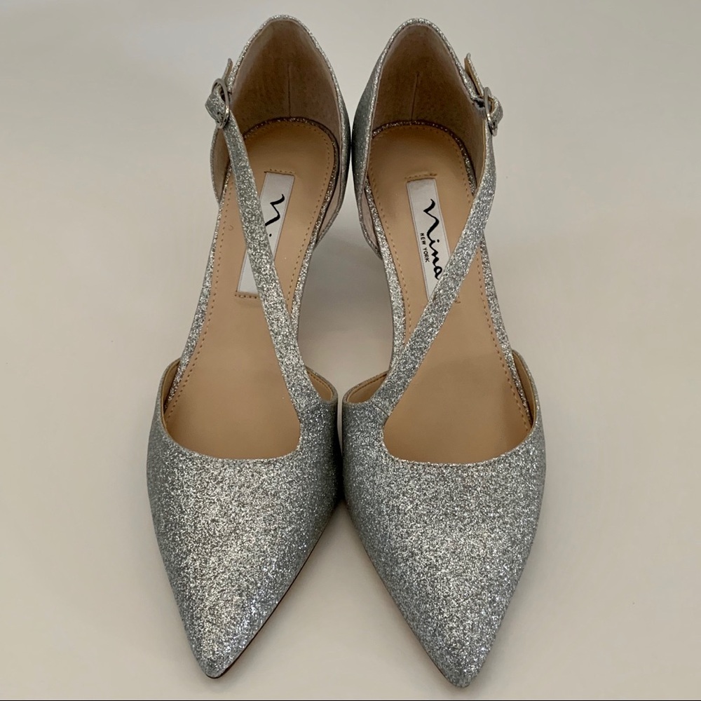 🎉HP🎉 Silver Baby Glitter d’orsay